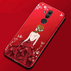 Funda Silicona Gel Goma Patron de Moda Carcasa para Huawei Mate 20 Lite Rojo