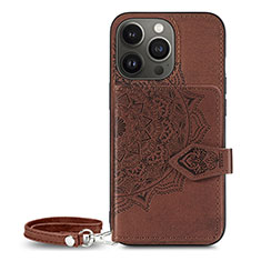 Funda Silicona Gel Goma Patron de Moda Carcasa S01 para Apple iPhone 13 Pro Max Marron