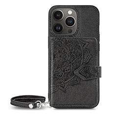 Funda Silicona Gel Goma Patron de Moda Carcasa S01 para Apple iPhone 13 Pro Max Negro