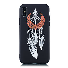 Funda Silicona Gel Goma Patron de Moda Carcasa S01 para Apple iPhone X Negro