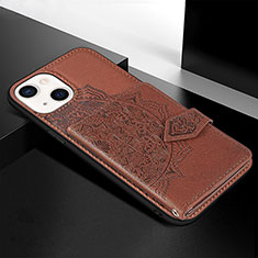 Funda Silicona Gel Goma Patron de Moda Carcasa S02 para Apple iPhone 13 Marron