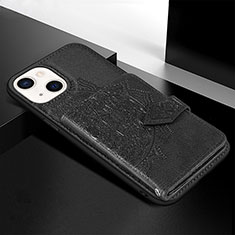 Funda Silicona Gel Goma Patron de Moda Carcasa S02 para Apple iPhone 13 Mini Negro