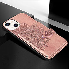 Funda Silicona Gel Goma Patron de Moda Carcasa S02 para Apple iPhone 13 Oro Rosa