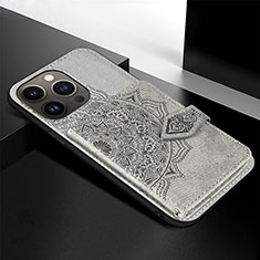 Funda Silicona Gel Goma Patron de Moda Carcasa S02 para Apple iPhone 13 Pro Gris