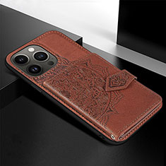 Funda Silicona Gel Goma Patron de Moda Carcasa S02 para Apple iPhone 13 Pro Marron