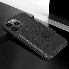 Funda Silicona Gel Goma Patron de Moda Carcasa S02 para Apple iPhone 13 Pro Negro