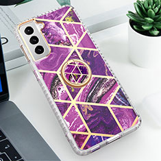 Funda Silicona Gel Goma Patron de Moda Carcasa S02 para Samsung Galaxy S21 5G Morado