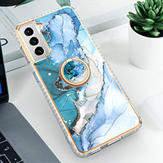 Funda Silicona Gel Goma Patron de Moda Carcasa S02 para Samsung Galaxy S21 FE 5G Azul