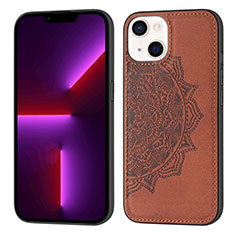 Funda Silicona Gel Goma Patron de Moda Carcasa S04 para Apple iPhone 13 Mini Marron