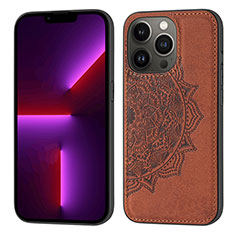 Funda Silicona Gel Goma Patron de Moda Carcasa S04 para Apple iPhone 13 Pro Marron