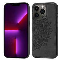 Funda Silicona Gel Goma Patron de Moda Carcasa S04 para Apple iPhone 13 Pro Max Negro