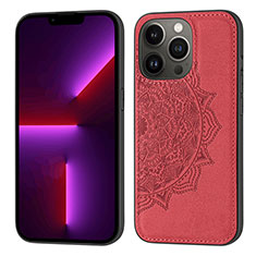 Funda Silicona Gel Goma Patron de Moda Carcasa S04 para Apple iPhone 13 Pro Max Rojo