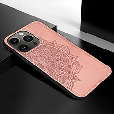 Funda Silicona Gel Goma Patron de Moda Carcasa S05 para Apple iPhone 14 Pro Max Oro Rosa