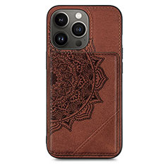 Funda Silicona Gel Goma Patron de Moda Carcasa S06 para Apple iPhone 13 Pro Marron