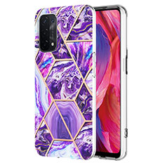 Funda Silicona Gel Goma Patron de Moda Carcasa Y01B para Oppo A74 5G Morado