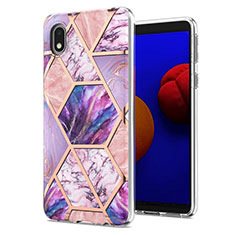 Funda Silicona Gel Goma Patron de Moda Carcasa Y01B para Samsung Galaxy A01 Core Purpura Claro