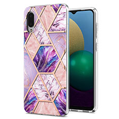 Funda Silicona Gel Goma Patron de Moda Carcasa Y01B para Samsung Galaxy A02 Purpura Claro