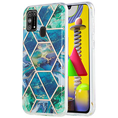 Funda Silicona Gel Goma Patron de Moda Carcasa Y01B para Samsung Galaxy M31 Prime Edition Verde Noche