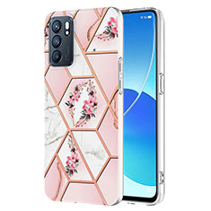 Funda Silicona Gel Goma Patron de Moda Carcasa Y02B para Oppo Reno6 5G Rosa