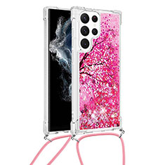 Funda Silicona Gel Goma Patron de Moda Carcasa Y02B para Samsung Galaxy S23 Ultra 5G Rosa Roja