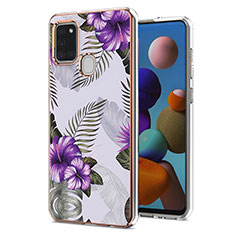 Funda Silicona Gel Goma Patron de Moda Carcasa Y03B para Samsung Galaxy A21s Morado