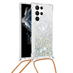 Funda Silicona Gel Goma Patron de Moda Carcasa Y03B para Samsung Galaxy S23 Ultra 5G Plata