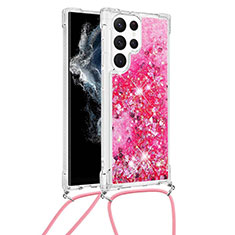 Funda Silicona Gel Goma Patron de Moda Carcasa Y03B para Samsung Galaxy S23 Ultra 5G Rosa Roja