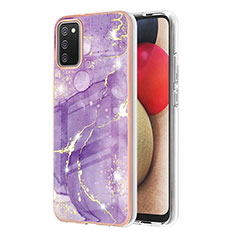 Funda Silicona Gel Goma Patron de Moda Carcasa Y05B para Samsung Galaxy F02S SM-E025F Morado