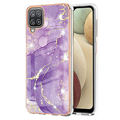 Funda Silicona Gel Goma Patron de Moda Carcasa Y05B para Samsung Galaxy M12 Morado