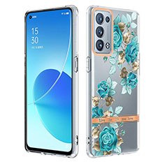 Funda Silicona Gel Goma Patron de Moda Carcasa Y06B para Oppo Reno6 Pro 5G Cian