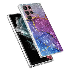 Funda Silicona Gel Goma Patron de Moda Carcasa Y07B para Samsung Galaxy S21 Ultra 5G Morado