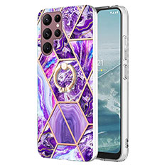 Funda Silicona Gel Goma Patron de Moda Carcasa Y13B para Samsung Galaxy S22 Ultra 5G Morado