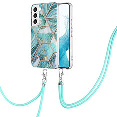 Funda Silicona Gel Goma Patron de Moda Carcasa Y18B para Samsung Galaxy S21 FE 5G Cian