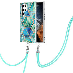 Funda Silicona Gel Goma Patron de Moda Carcasa Y18B para Samsung Galaxy S21 Ultra 5G Azul