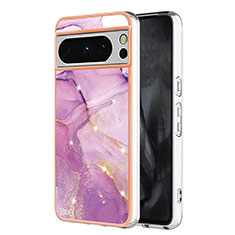 Funda Silicona Gel Goma Patron de Moda Carcasa YB5 para Google Pixel 8 Pro 5G Purpura Claro