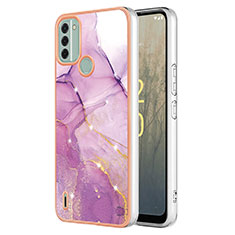 Funda Silicona Gel Goma Patron de Moda Carcasa YB5 para Nokia C31 Purpura Claro