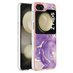 Funda Silicona Gel Goma Patron de Moda Carcasa YB5 para Samsung Galaxy Z Flip5 5G Morado