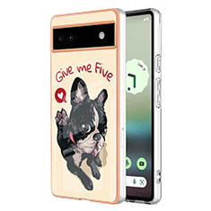 Funda Silicona Gel Goma Patron de Moda Carcasa YB6 para Google Pixel 6a 5G Caqui