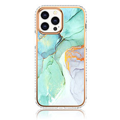 Funda Silicona Gel Goma Patron de Moda Carcasa YJ1 para Apple iPhone 13 Pro Verde