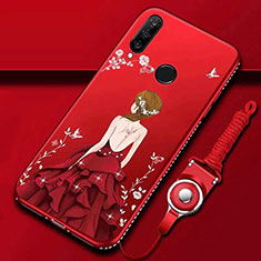 Funda Silicona Gel Goma Vestido de Novia Carcasa K01 para Huawei Nova 4e Rojo