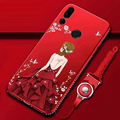 Funda Silicona Gel Goma Vestido de Novia Carcasa K01 para Huawei P Smart+ Plus (2019) Rojo
