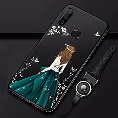 Funda Silicona Gel Goma Vestido de Novia Carcasa K01 para Huawei P30 Lite XL Negro