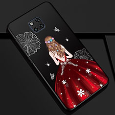 Funda Silicona Gel Goma Vestido de Novia Carcasa K02 para Huawei Mate 20 Pro Rojo y Negro