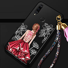 Funda Silicona Gel Goma Vestido de Novia Carcasa K02 para Huawei P30 Lite Rojo y Negro