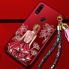 Funda Silicona Gel Goma Vestido de Novia Carcasa K02 para Huawei P30 Lite XL Rojo