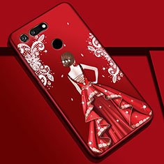 Funda Silicona Gel Goma Vestido de Novia Carcasa K03 para Huawei Honor View 20 Rojo