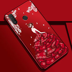 Funda Silicona Gel Goma Vestido de Novia Carcasa K03 para Huawei Nova 4e Rojo Rosa