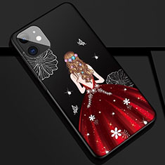 Funda Silicona Gel Goma Vestido de Novia Carcasa M02 para Apple iPhone 11 Rojo y Negro