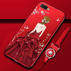 Funda Silicona Gel Goma Vestido de Novia Carcasa M02 para Oppo K1 Rojo