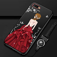 Funda Silicona Gel Goma Vestido de Novia Carcasa M02 para Oppo R17 Neo Rojo y Negro